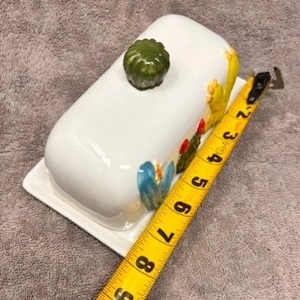 Ceramic Cactus Butter Dish Covered Southwest Desert Kitchen Decor 8